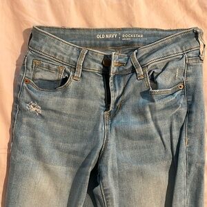 Old Navy Rockstar Jeans Mid-Rise, size 0, knee hole